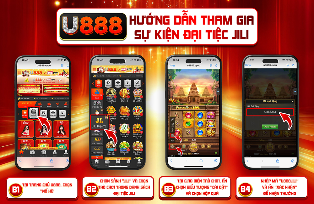 Cách nhận 20 vòng quay U888 tại sảnh JILI -1